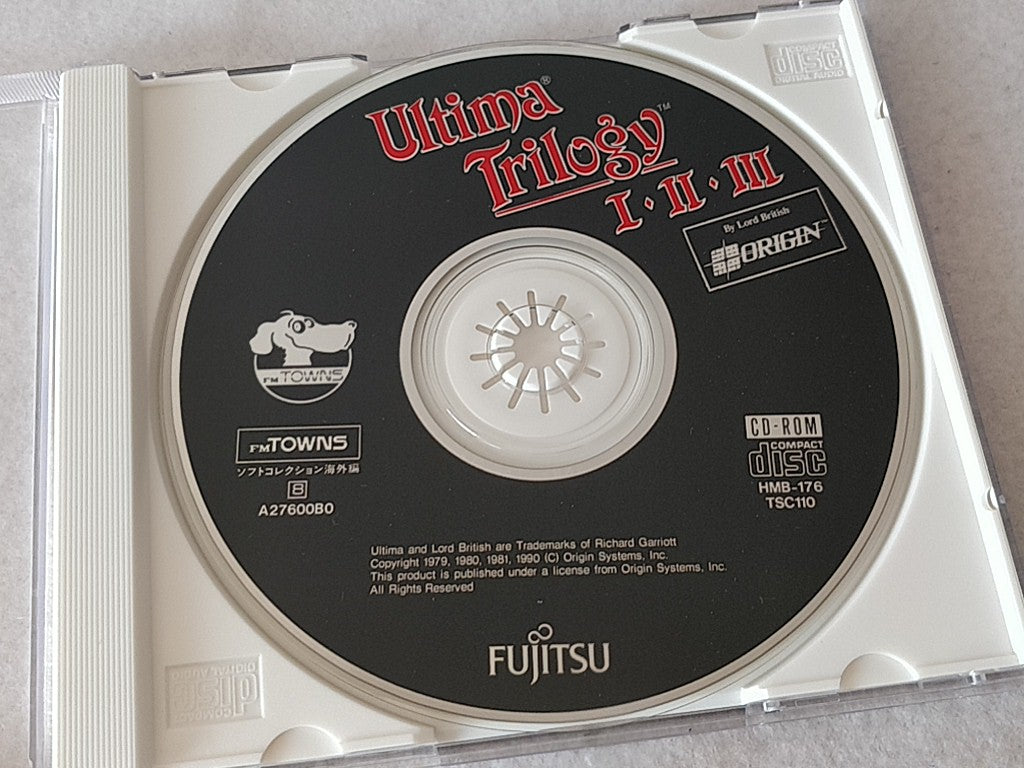 Ultima Trilogy 1,2,3 FM TOWNS / MARTY Game Disk,Map,Boxed set tested-c1120- - Hakushin Retro Game shop