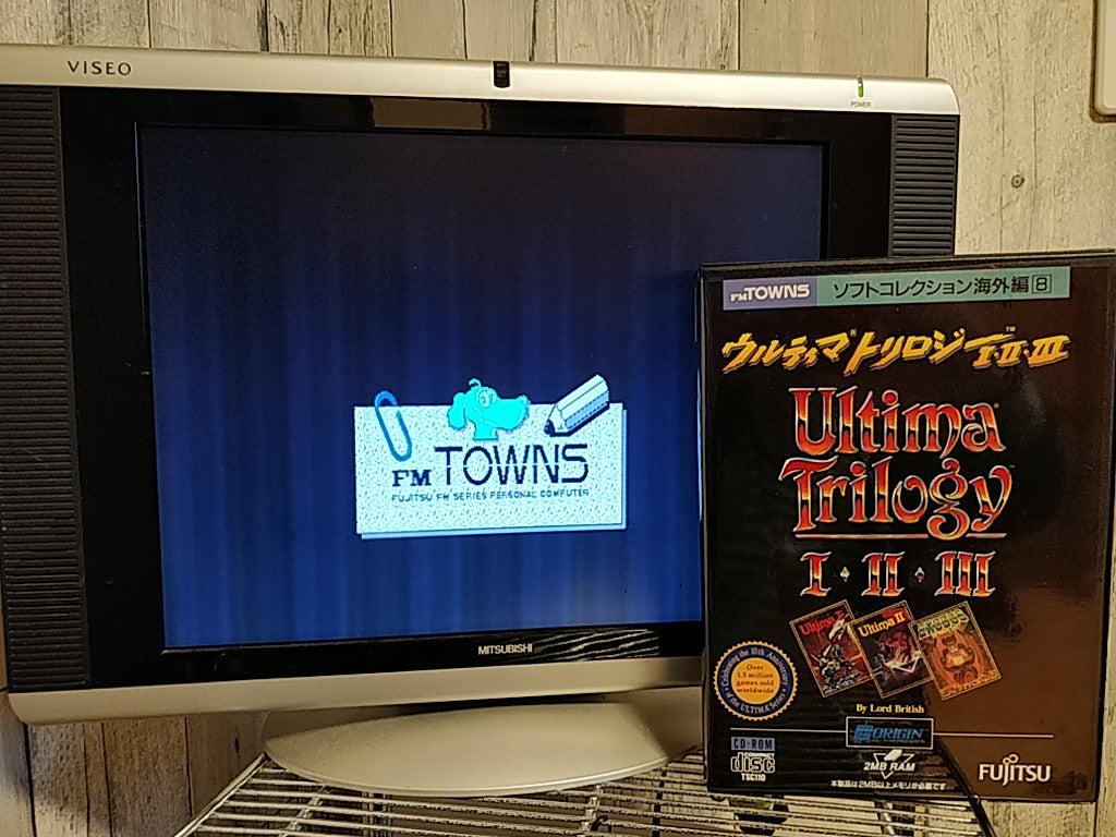 Ultima Trilogy 1,2,3 FM TOWNS / MARTY Game Disk,Map,Boxed set tested-c1120- - Hakushin Retro Game shop