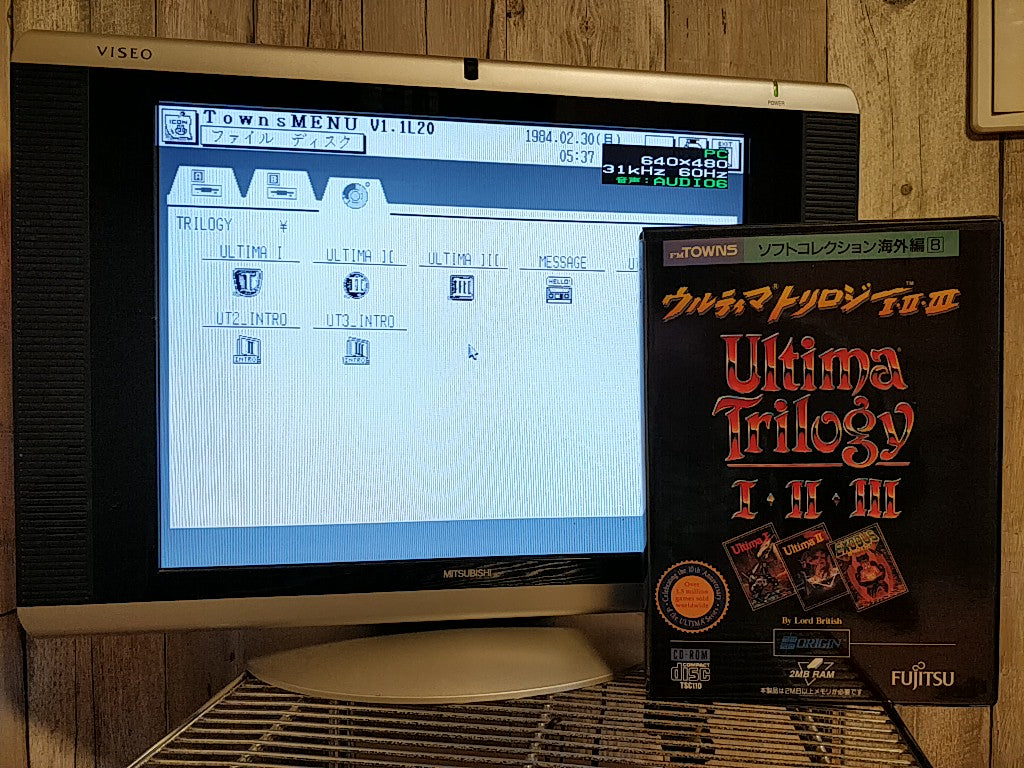 Ultima Trilogy 1,2,3 FM TOWNS / MARTY Game Disk,Map,Boxed set tested-c1120- - Hakushin Retro Game shop