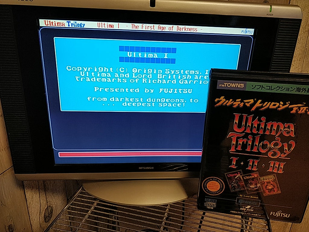 Ultima Trilogy 1,2,3 FM TOWNS / MARTY Game Disk,Map,Boxed set tested-c1120- - Hakushin Retro Game shop