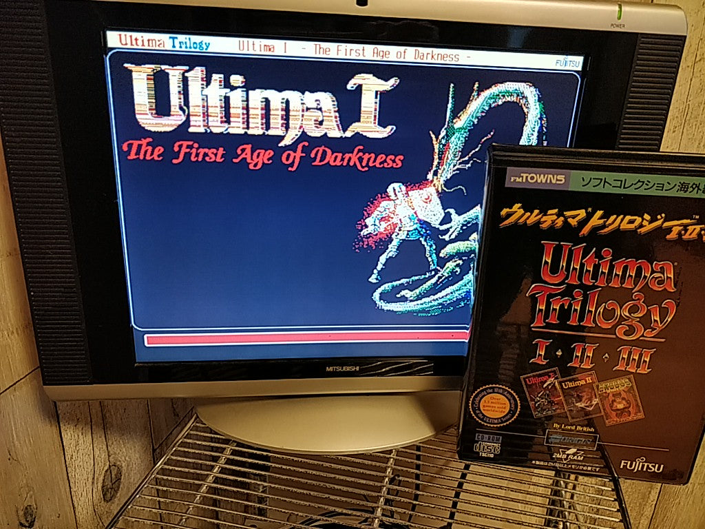 Ultima Trilogy 1,2,3 FM TOWNS / MARTY Game Disk,Map,Boxed set tested-c1120- - Hakushin Retro Game shop