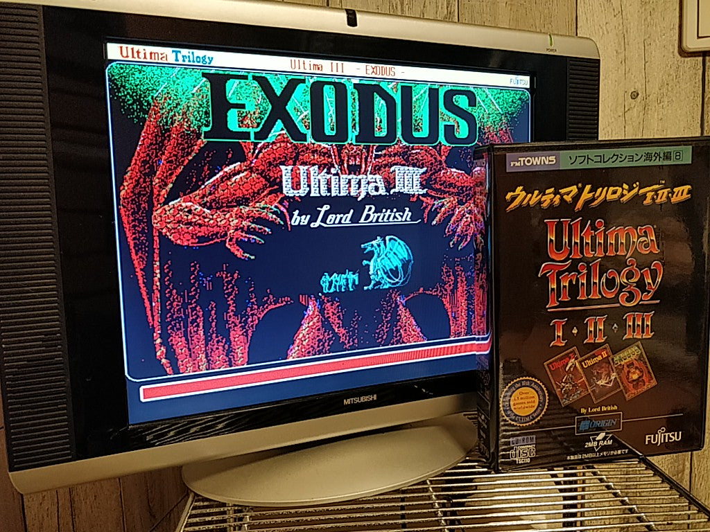 Ultima Trilogy 1,2,3 FM TOWNS / MARTY Game Disk,Map,Boxed set tested-c1120- - Hakushin Retro Game shop
