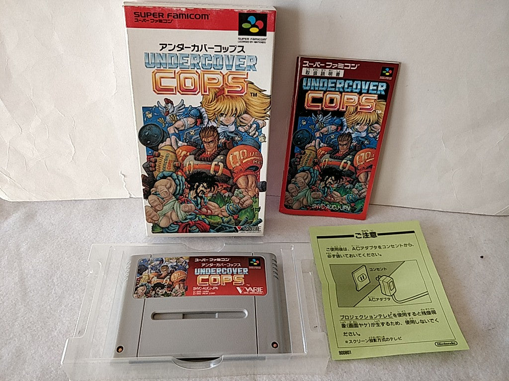 Undercover Cops Super Famicom SNES GAME Cartridge,Manual,Boxed set/tested-c1222- - Hakushin Retro Game shop