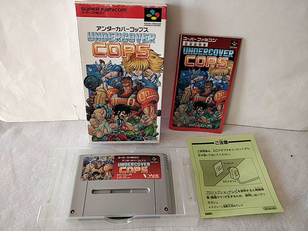 Undercover Cops Super Famicom SNES GAME Cartridge,Manual,Boxed set/tested-c1222-