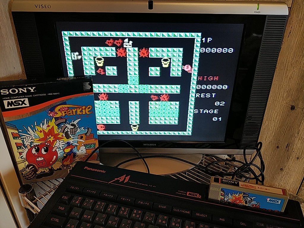 Sparkie Sony Hit Bit for MSX MSX2 Game Cartridge and box tested-d0209- - Hakushin Retro Game shop