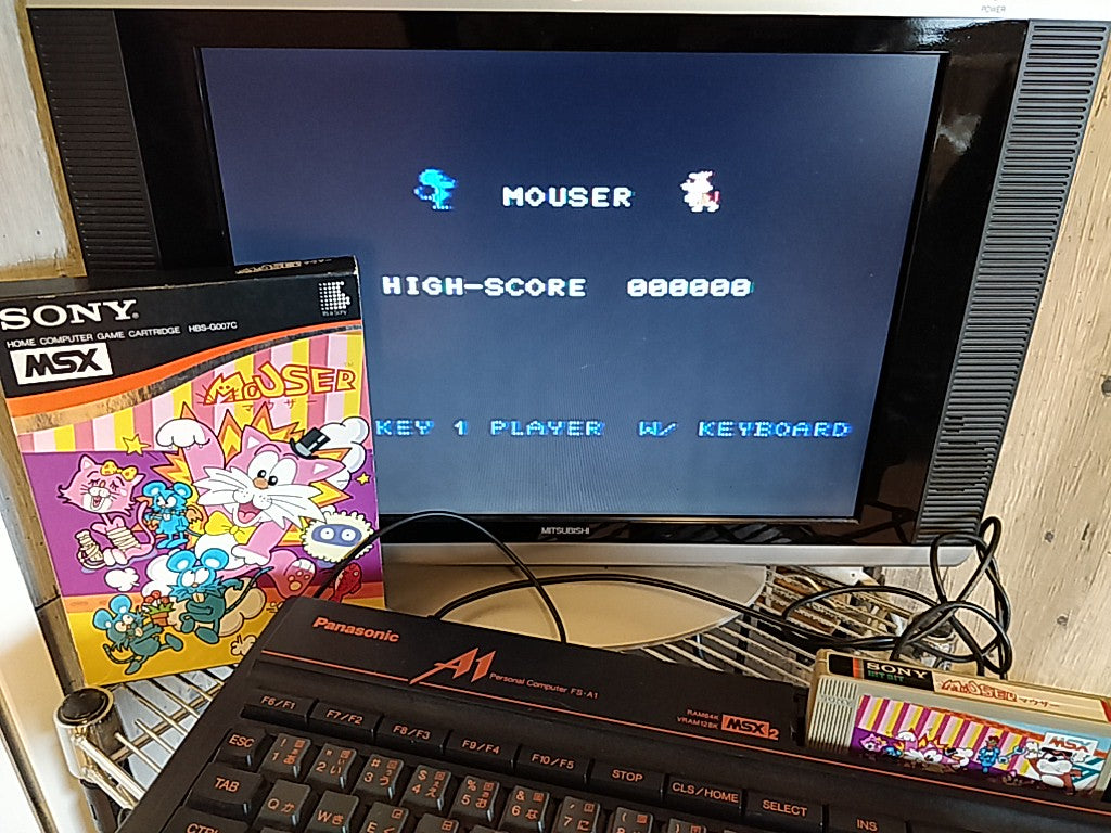 Mouser Sony Hit Bit for MSX MSX2 Game Cartridge and box/NTSC-J tested-d0209- - Hakushin Retro Game shop