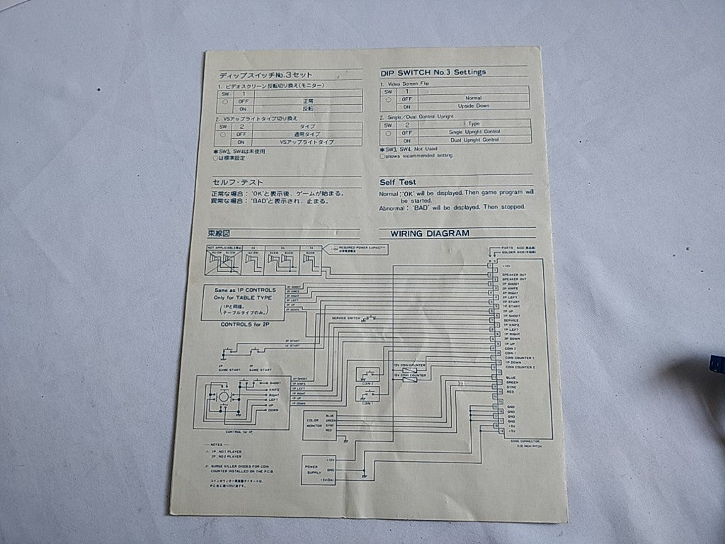 GREEN BERE RUSH'N ATTACK JAMMA Arcade PCB system Board,Inst card tested-d0324-