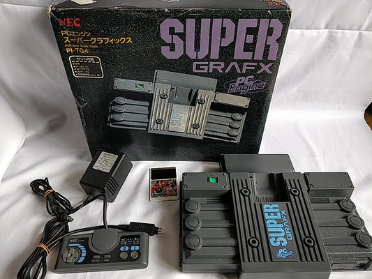 NEC PC Engine SuperGrafx (TurboGrafx-16) Console,Pad ,PSU,Game Boxed set-d0413-