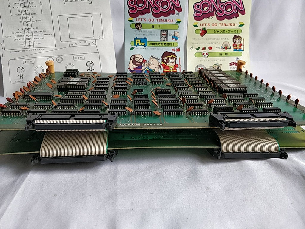 SONSON CAPCOM JAMMA Arcade Game PCB system Board and Instruction card set-d0630- - Hakushin Retro Game shop