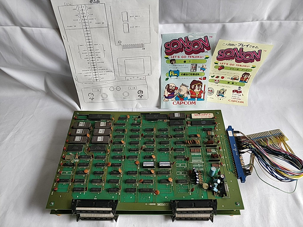 SONSON CAPCOM JAMMA Arcade Game PCB system Board and Instruction card set-d0630- - Hakushin Retro Game shop