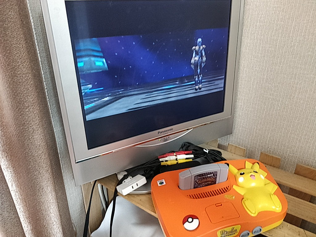 Nintendo64 Pokemon Pikachu limited Orange Color Console,Pad,PSU 
