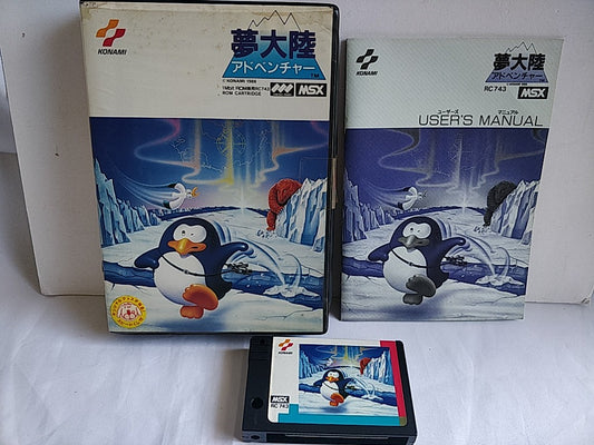 PENGUIN ADVENTURE (YUME TAIRIKU ADVENTURE) MSX MSX2 Game Boxed set tested-d0827-