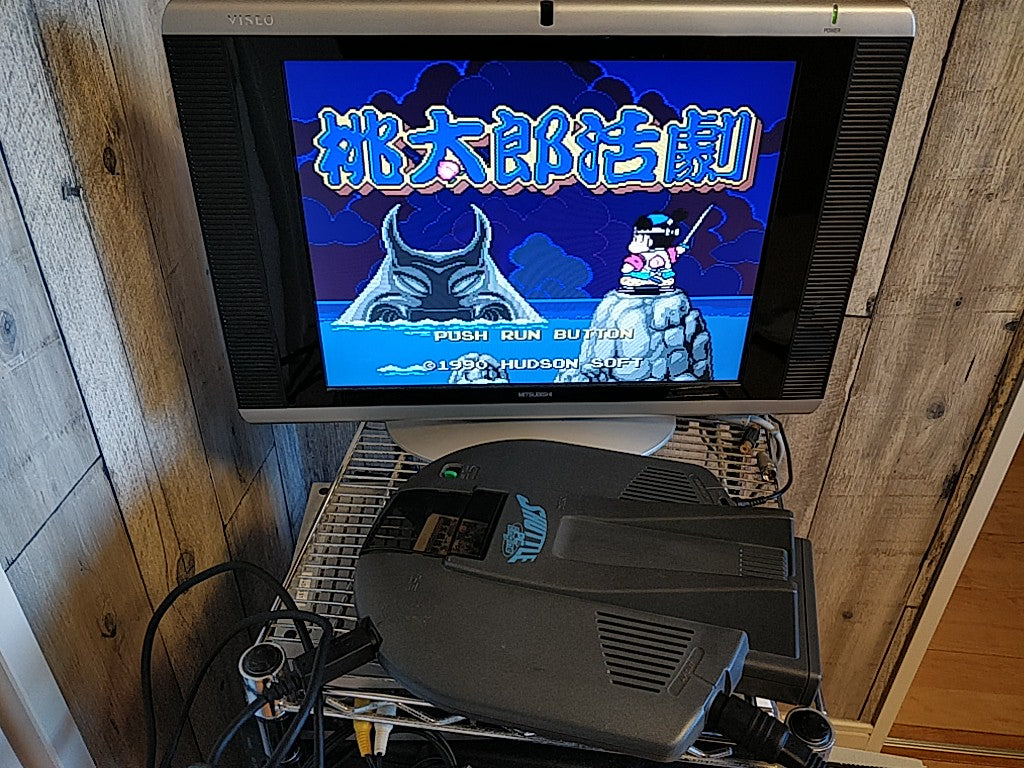 NEC PC Engine Shuttle Console(TurboGrafx-16) Pad,PSU,AV cable,Game/tested-d1028- - Hakushin Retro Game shop