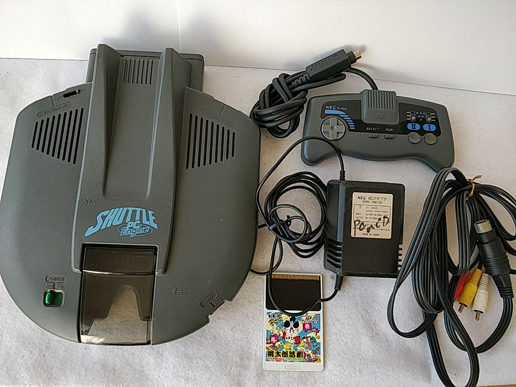 NEC PC Engine Shuttle Console(TurboGrafx-16) Pad,PSU,AV cable,Game/tested-d1028- - Hakushin Retro Game shop