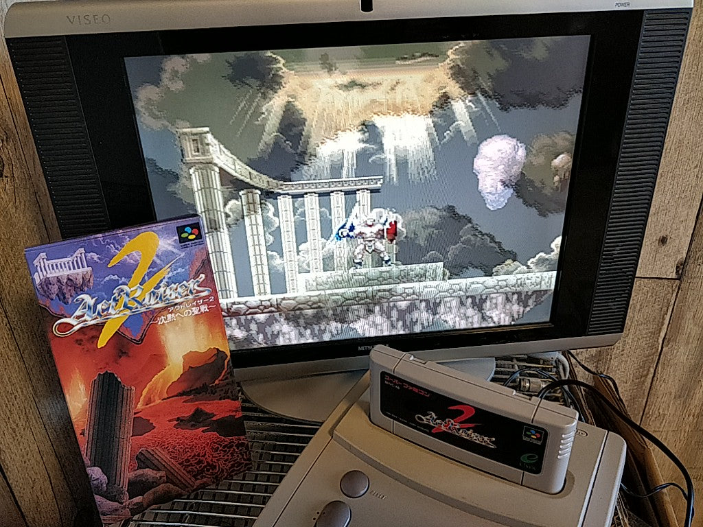 ActRaiser 2 Super Famicom SNES Cartridge,Manual Boxed set tested -g0125-