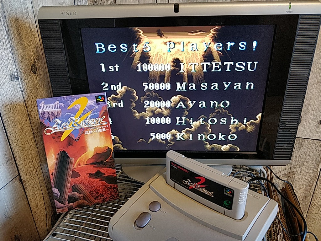 ActRaiser 2 Super Famicom SNES Cartridge,Manual Boxed set tested -g0125-