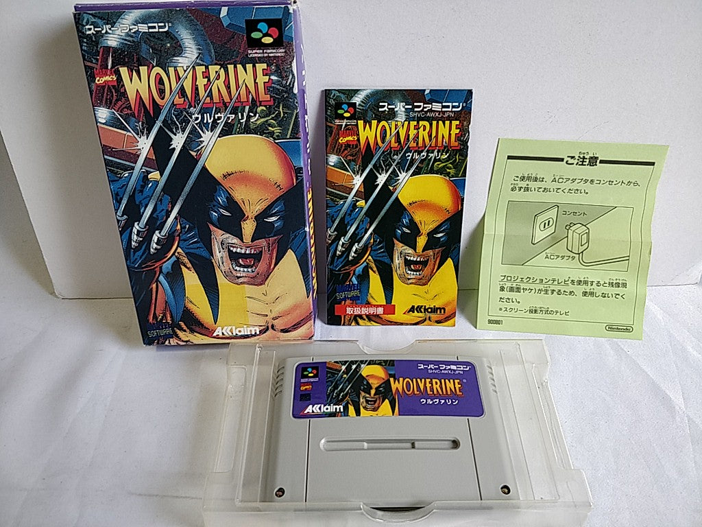 Wolverine - Adamantium Rage Super Famicom SNES Cart, Manual, Boxed set -e0413-