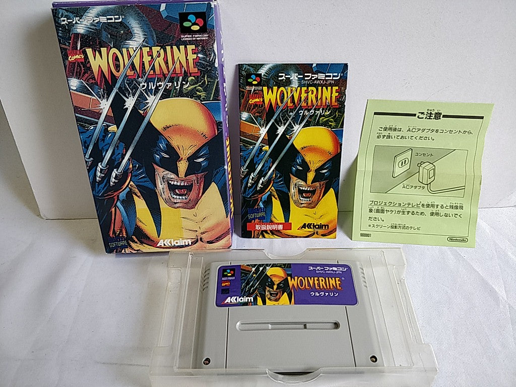 Wolverine - Adamantium Rage Super Famicom SNES Cart, Manual, Boxed set -e0413-