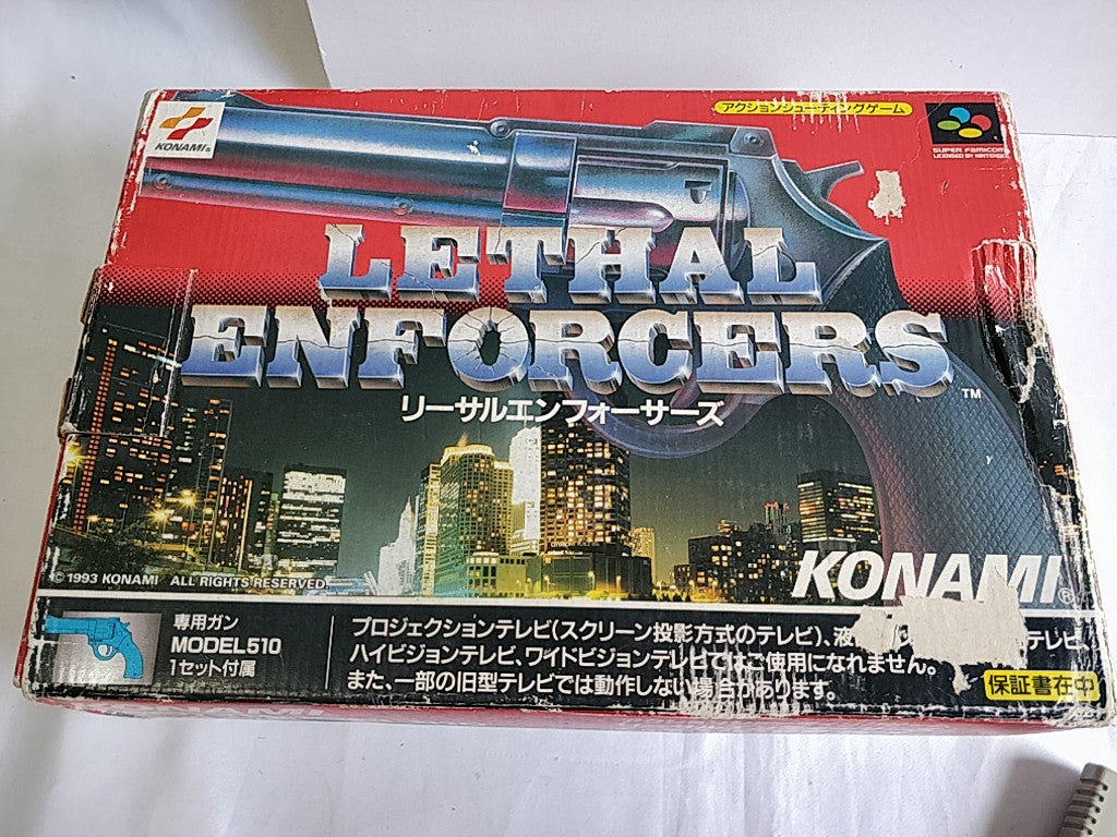 Lethal Enforcers and Gun Controller MODEL 510 Super Famicom Game Boxed -e0413-