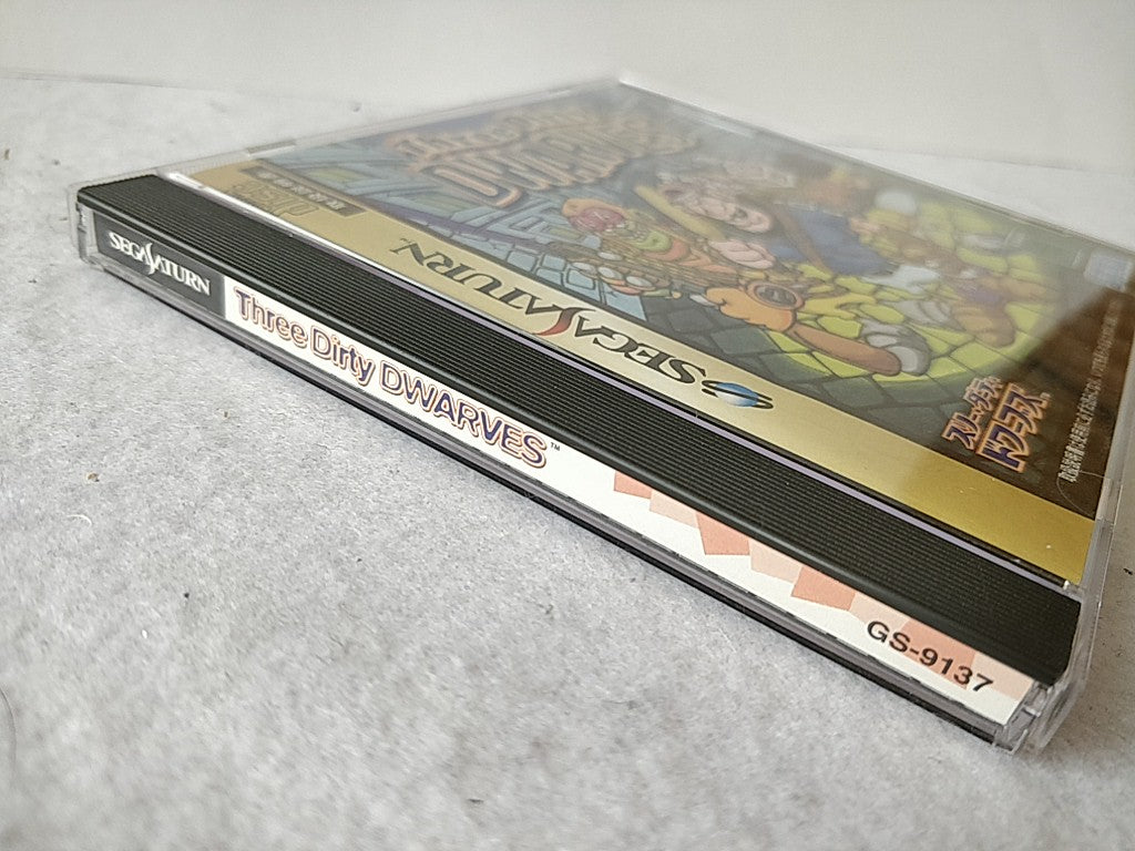 THREE DIRTY DWARVES SEGA Saturn Game Disk, Manual, Boxed set tested-d0519-