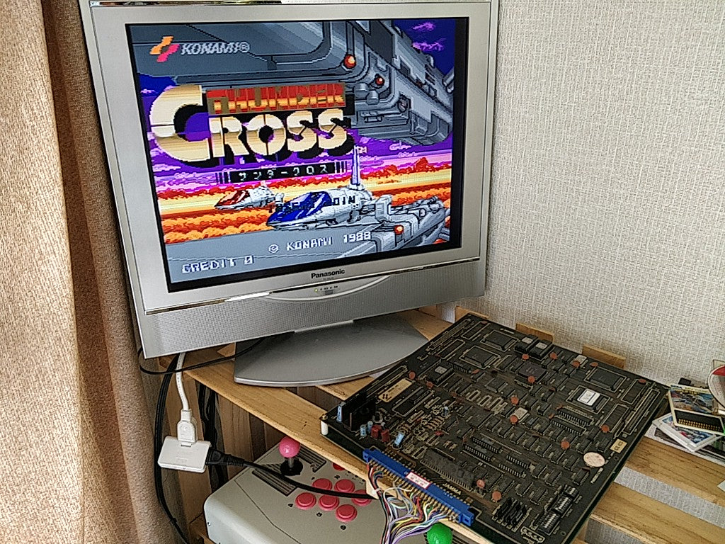 THUNDER CROSS PCB Game board and KONAMI System and Arcade Board set tested-e0601