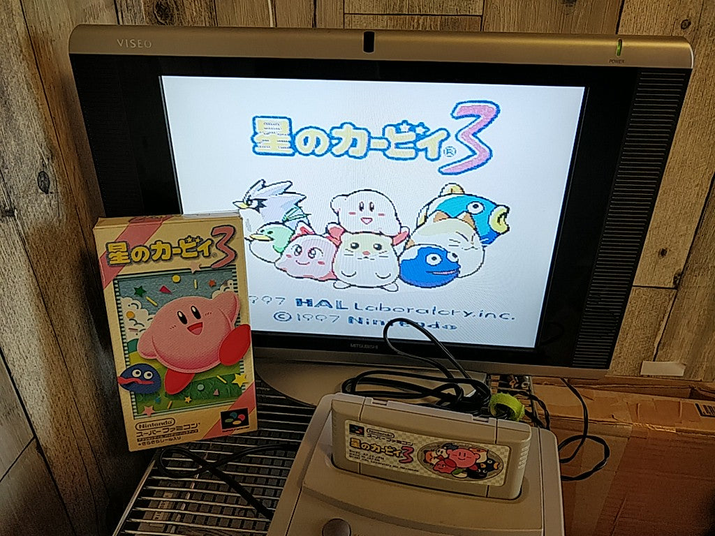 Hoshi no kirby 3 Nintendo Super Famicom SFC Cartridge,Manual,Box set- e0714-