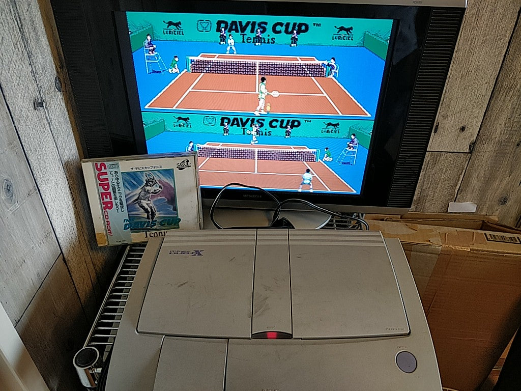 The Davis Cup PC Engine CD-ROM2 Game Disk, Manual, and Box, tested-e0806