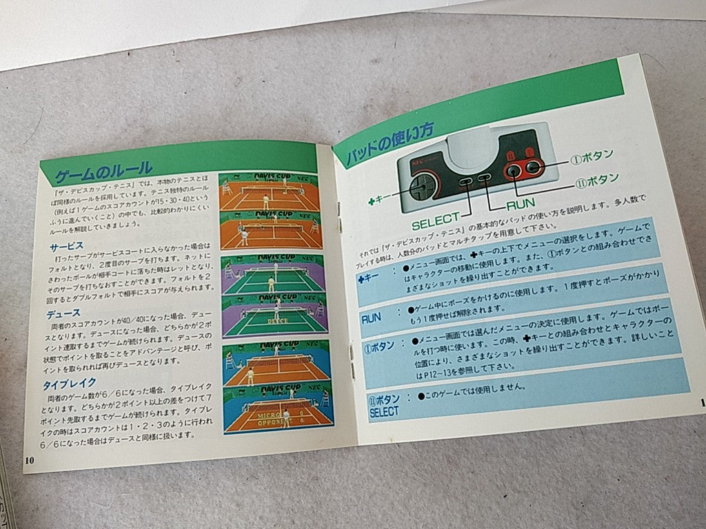 The Davis Cup PC Engine CD-ROM2 Game Disk, Manual, and Box, tested-e0806