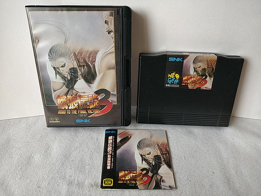 Fatal Fury 3 Garo Densetsu 3 SNK NEO GEO AES Cartridge, Manual Boxed set-e0810-