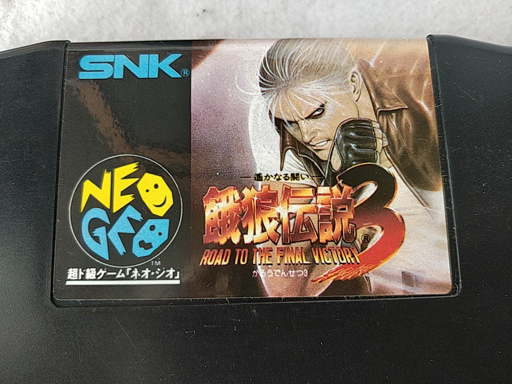 Fatal Fury 3 Garo Densetsu 3 SNK NEO GEO AES Cartridge, Manual Boxed set-e0810-