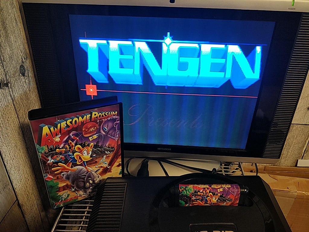 AWESOME POSSUM TENGEN SEGA MEGA DRIVE (Genesis ) Boxed set, tested-e0812-