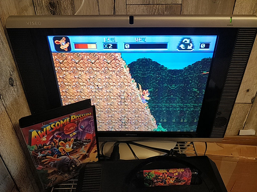 AWESOME POSSUM TENGEN SEGA MEGA DRIVE (Genesis ) Boxed set, tested-e0812-