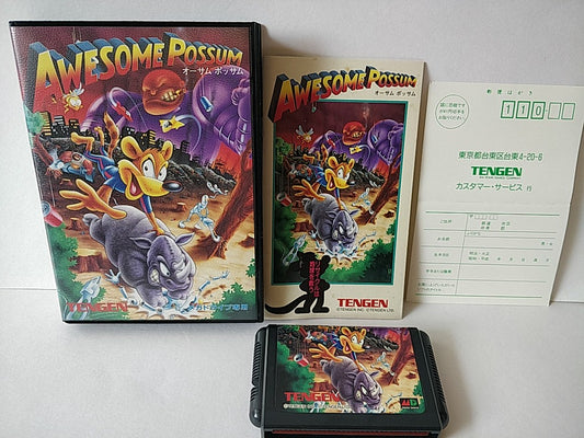 AWESOME POSSUM TENGEN SEGA MEGA DRIVE (Genesis ) Boxed set, tested-e0812-