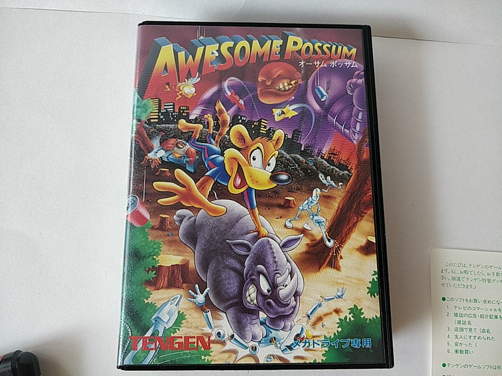 AWESOME POSSUM TENGEN SEGA MEGA DRIVE (Genesis ) Boxed set, tested-e0812-