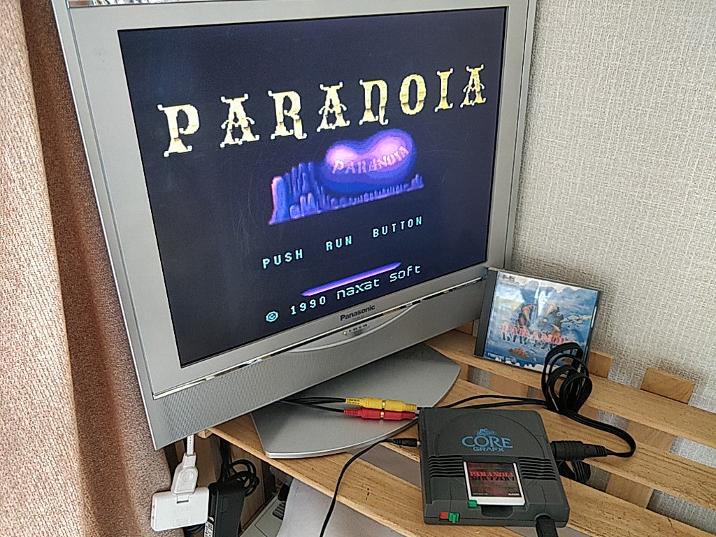 Paranoia NEC PC Engine TurboGrafx-16 PCE Hu-card, Manual, and Box set-e0907