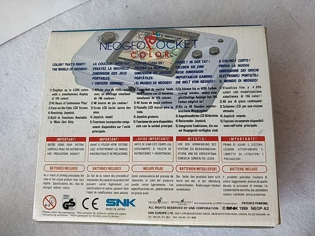 SNK NEOGEO POCKET Color Blue Console, Manual, boxed set tested-e0910-