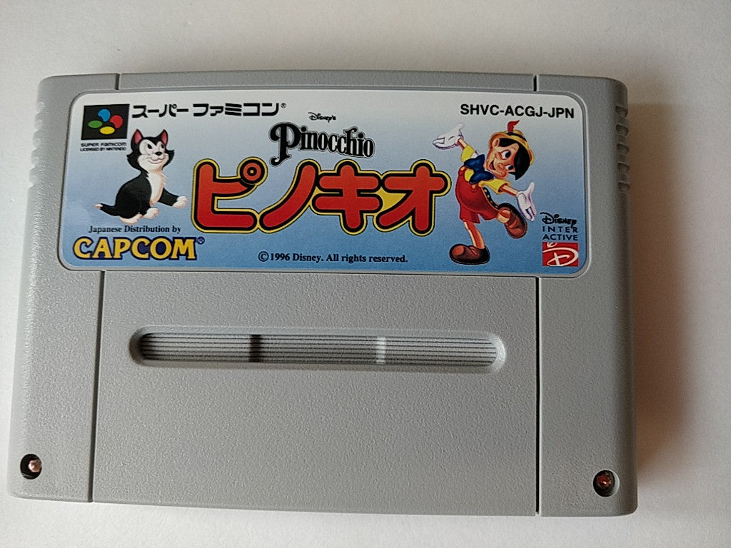 Disney's Pinocchio Super Famicom Cartridge, Manual, in Box set, tested-e1010-
