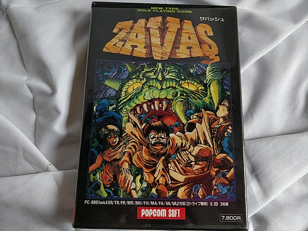 PC-8801 ZAVAS POPCOM SOFT Game disks, manual, Box. Partly tested-e1017-