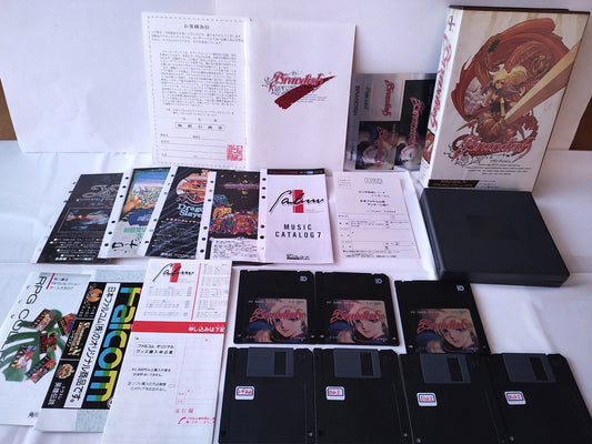 PC-9801 Brandish Game Floppy disks, manual, and Box set, not tested-e1109-