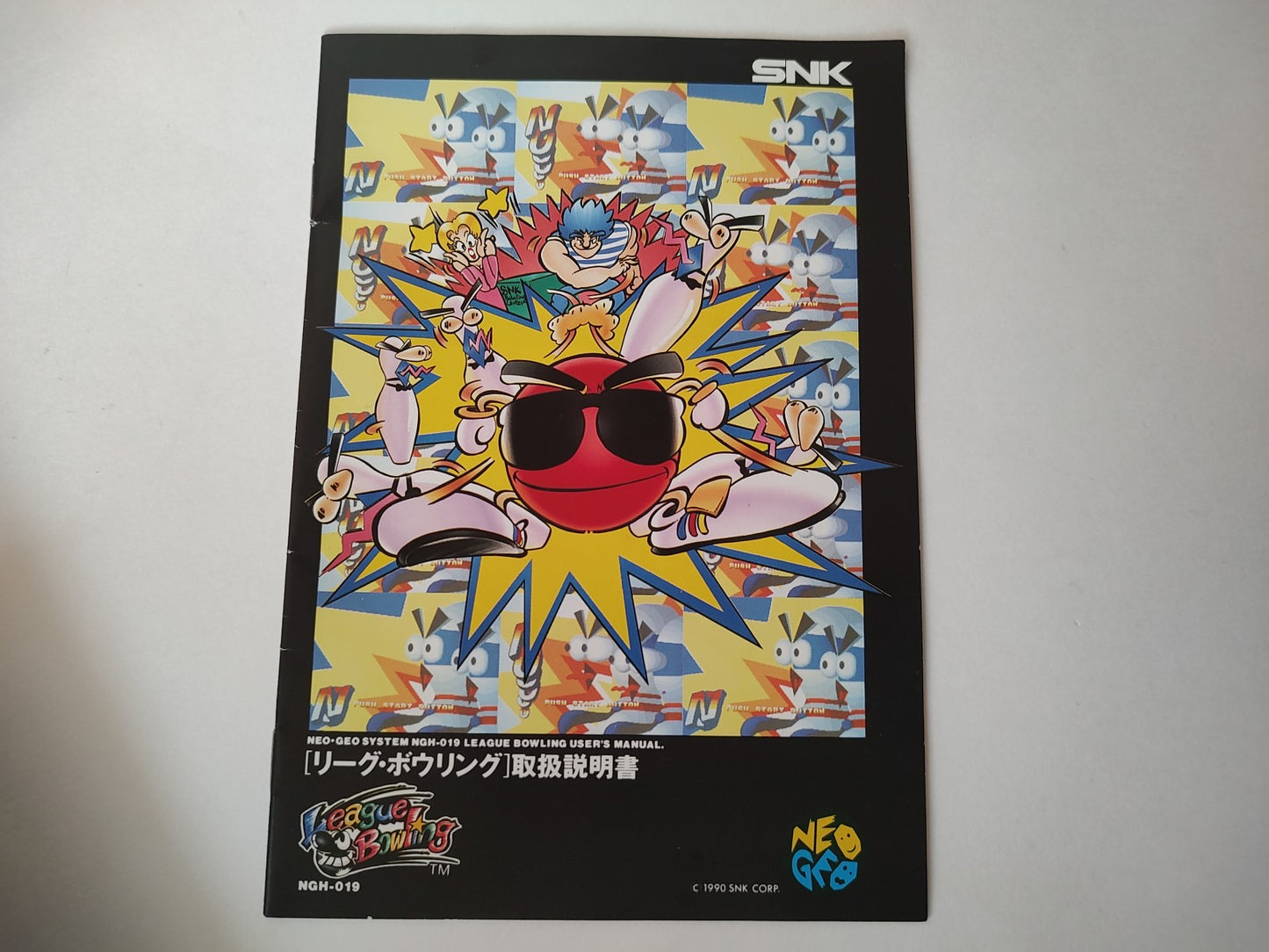 League Bowling SNK NEO GEO AES Cartridge, Manual Boxed set, tested, Japan-e1111-