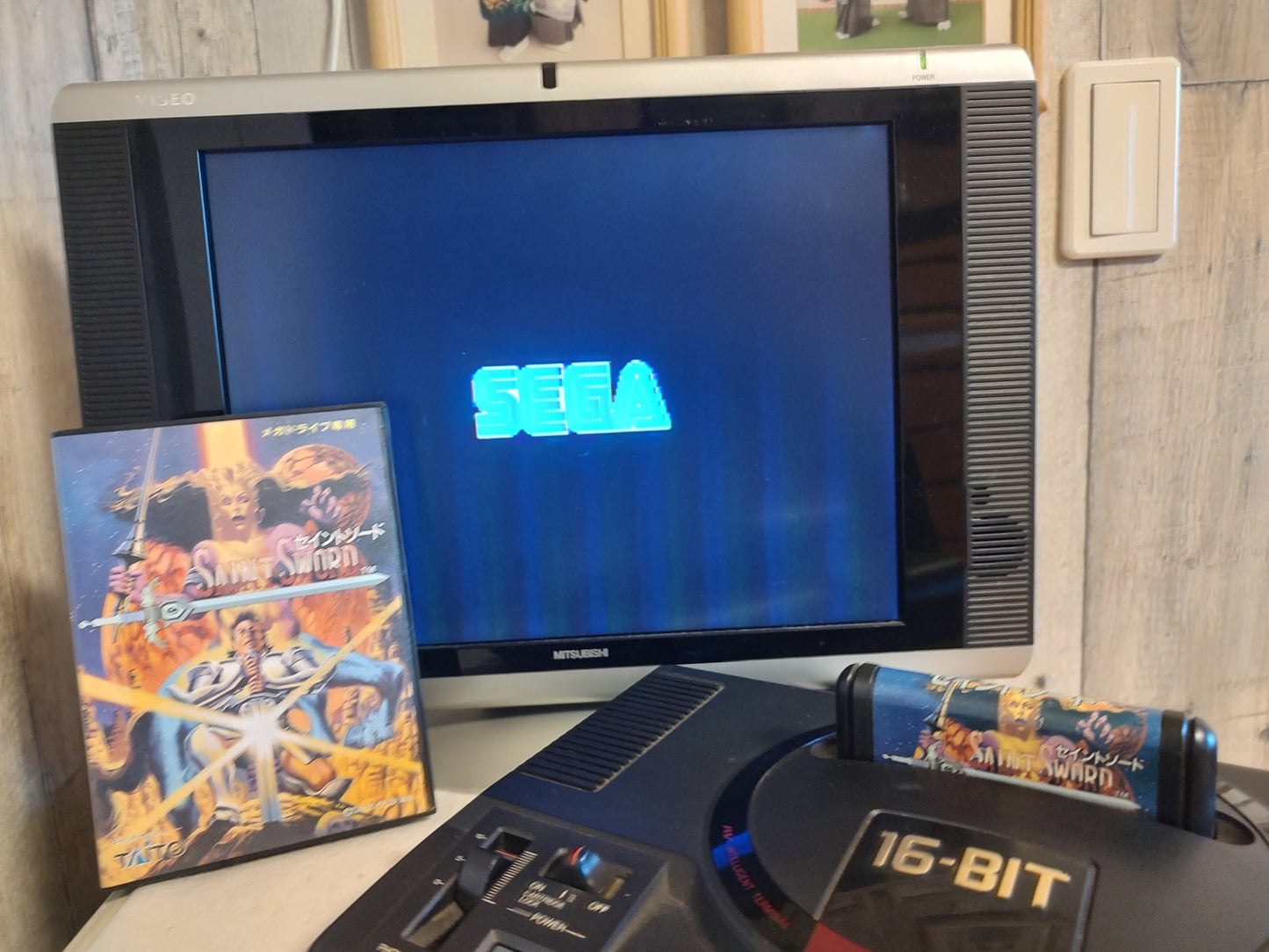 SAINT SWORD SEGA MEGA DRIVE Genesis Cartridge, Manual, Box set, working- e1227-