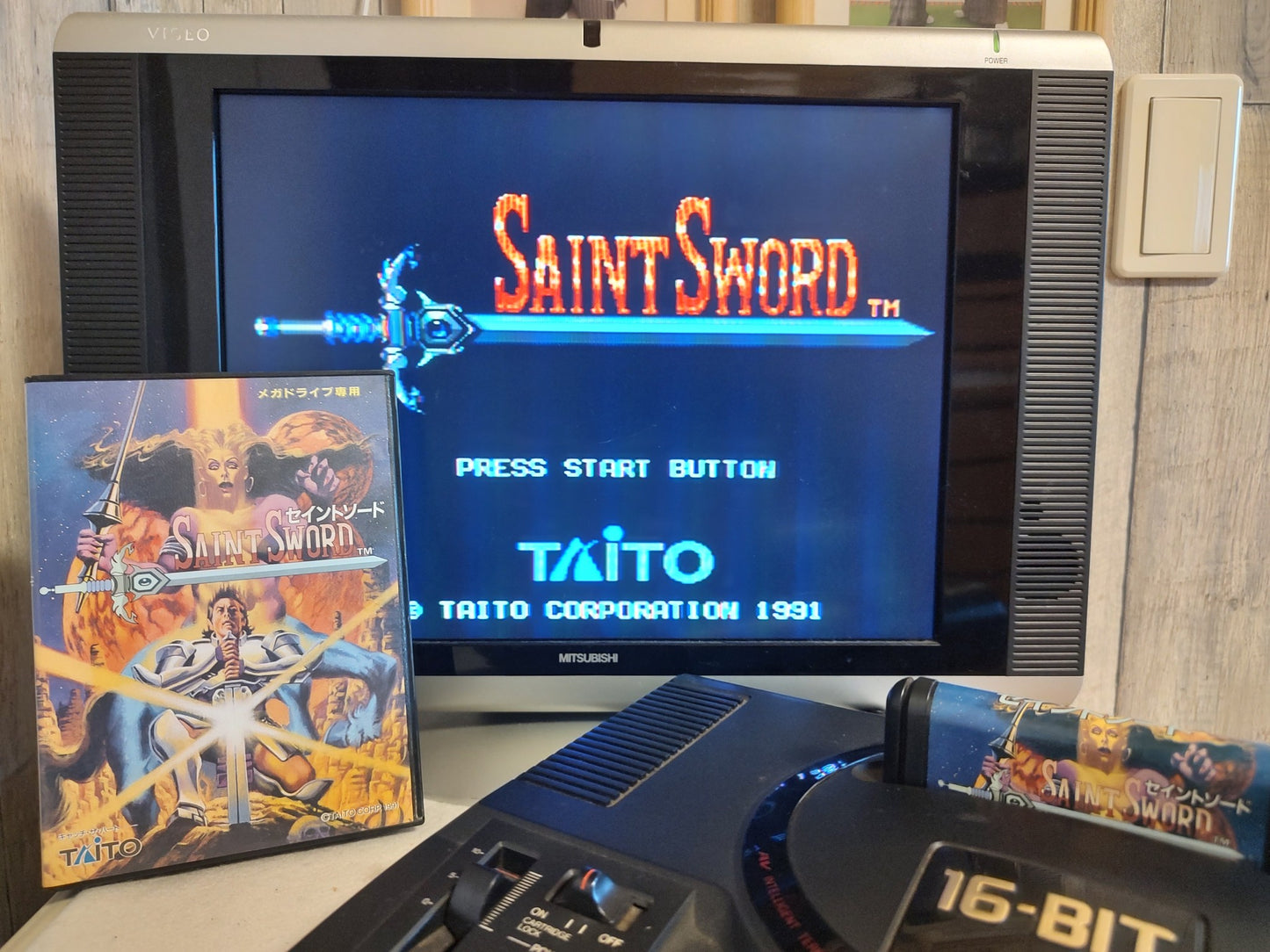 SAINT SWORD SEGA MEGA DRIVE Genesis Cartridge, Manual, Box set, working- e1227-