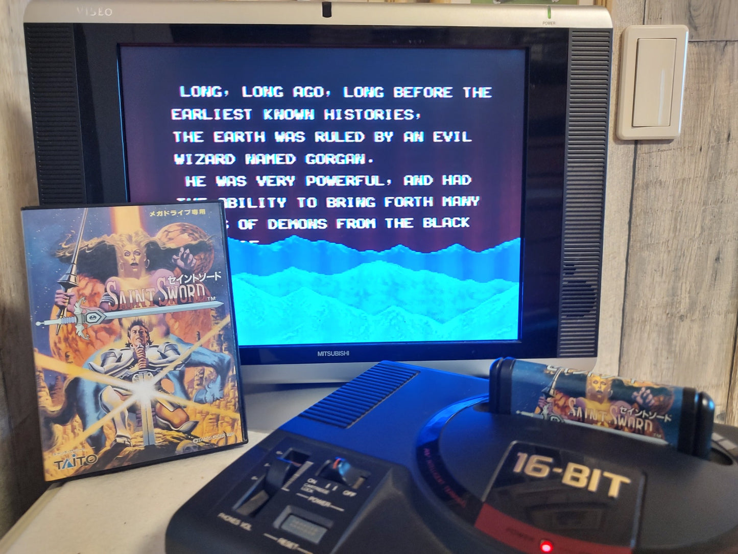 SAINT SWORD SEGA MEGA DRIVE Genesis Cartridge, Manual, Box set, working- e1227-