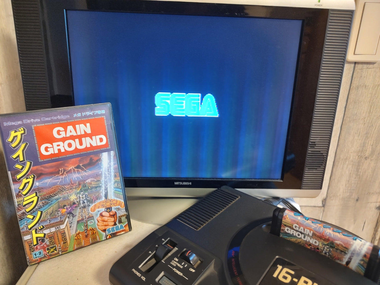 GAIN GROUND SEGA MEGA DRIVE Genesis Cartridge, Manual, Box set, working- e1227-