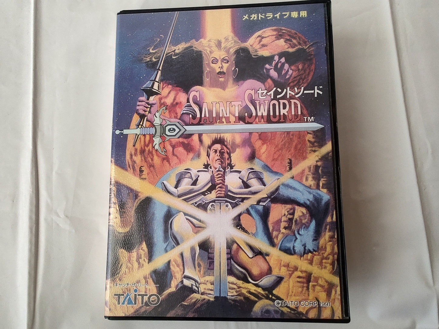 SAINT SWORD SEGA MEGA DRIVE Genesis Cartridge, Manual, Box set, working- e1227-