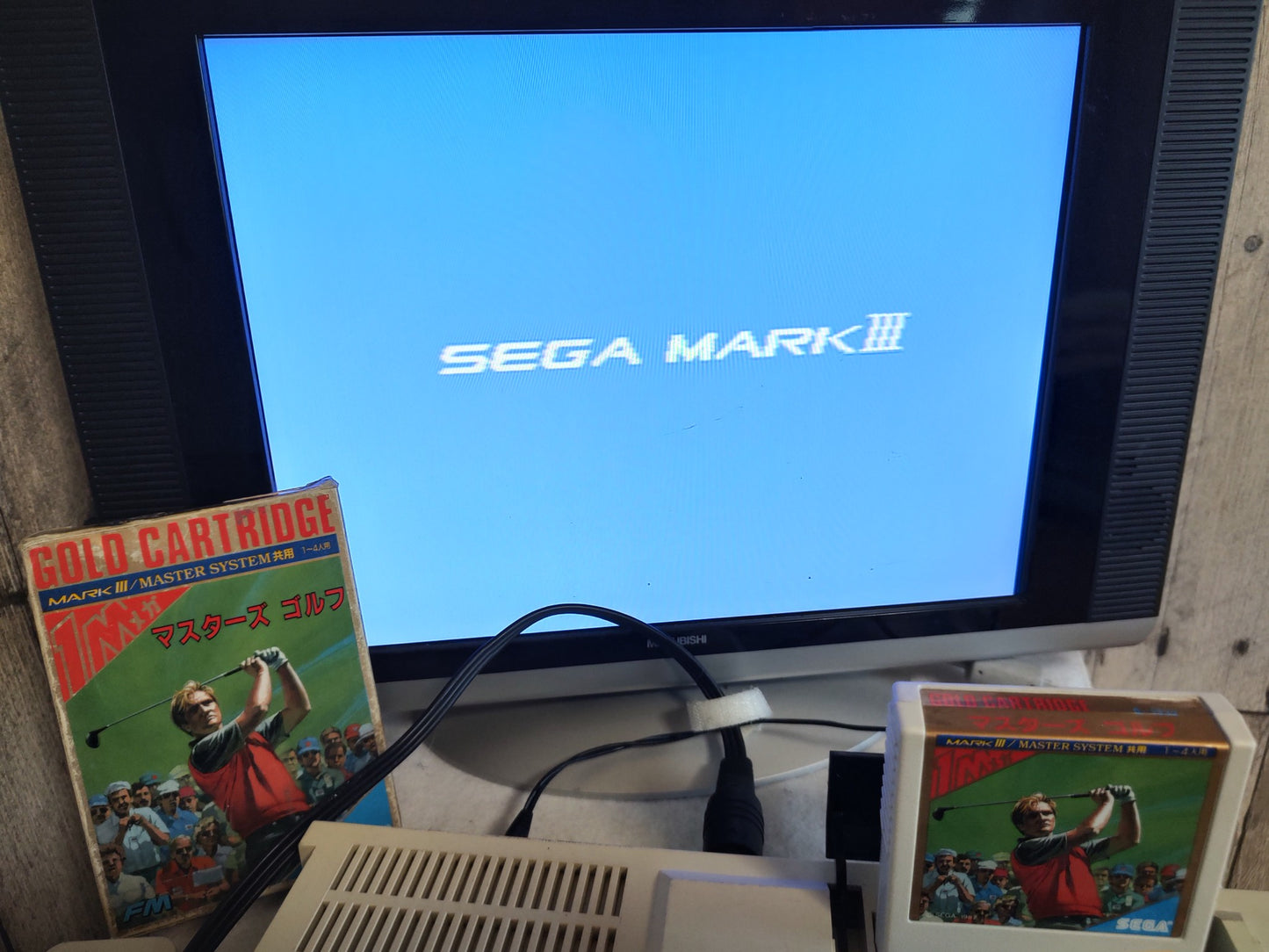 Master's Golf SEGA Master system MK-2000/Mark3 Cart and Box, Working-f0227-