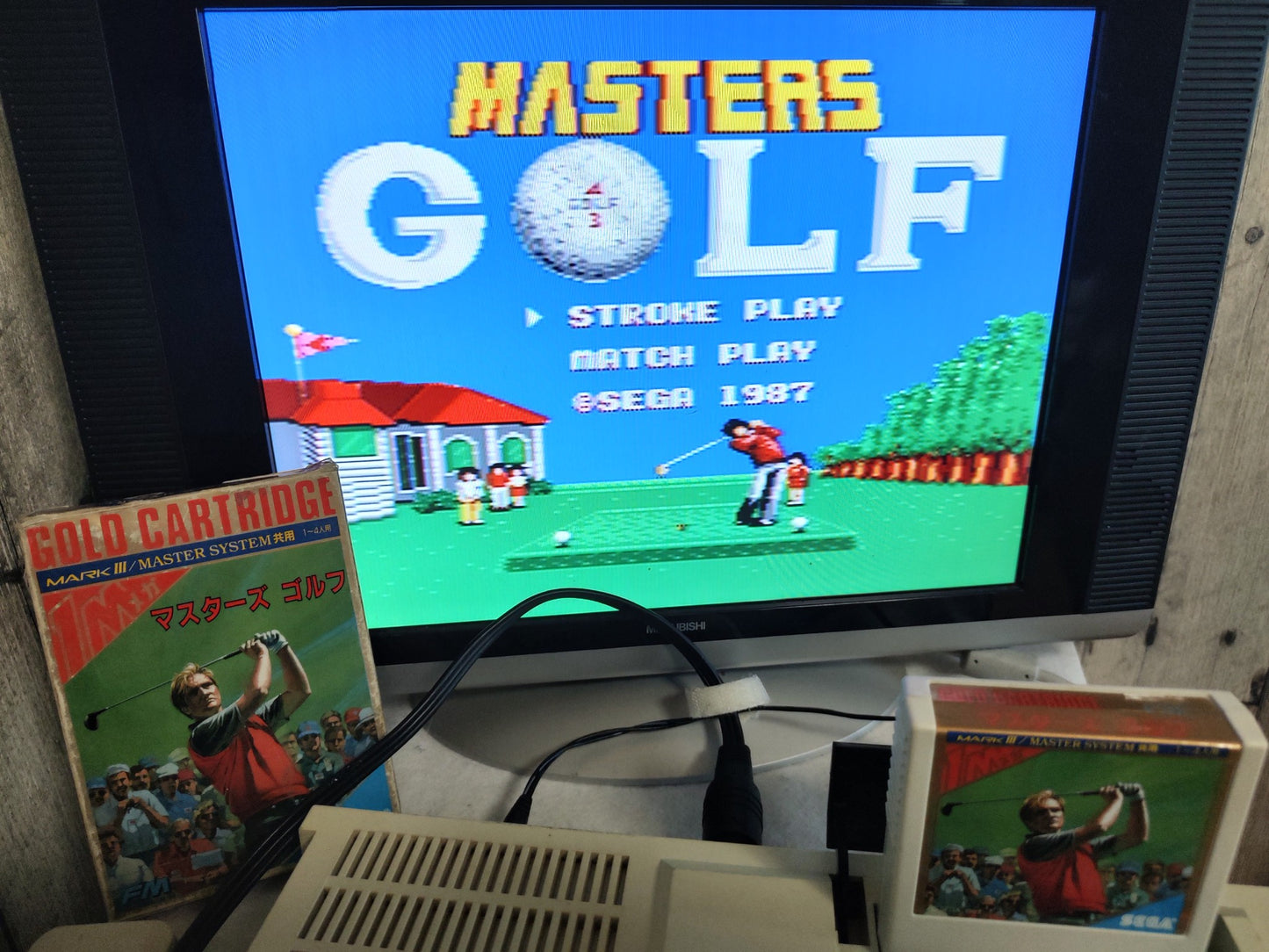 Master's Golf SEGA Master system MK-2000/Mark3 Cart and Box, Working-f0227-
