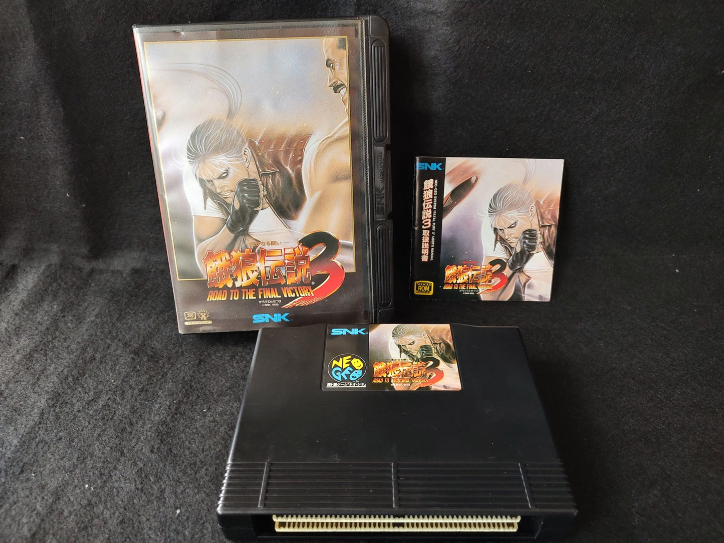 Fatal Fury 3 Garo Densetsu 3 SNK NEO GEO AES Cartridge, Manual Boxed set-f0327-