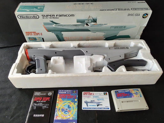 Nintendo Super Scope 6 Super Famicom SFC SNES SHVC-SSA W/Cart, Manual,Box-f0412-