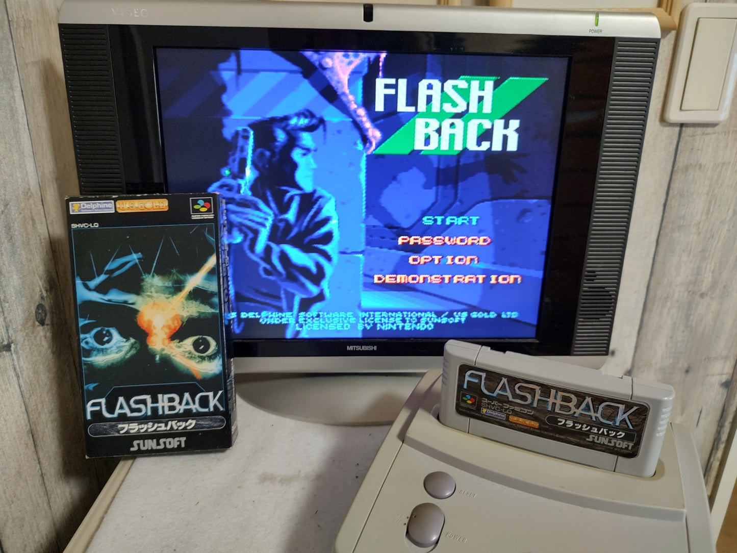 FLASHBACK Super Famicom Cartridge, W/Manual, Regi card, and Box, Working-f0518-